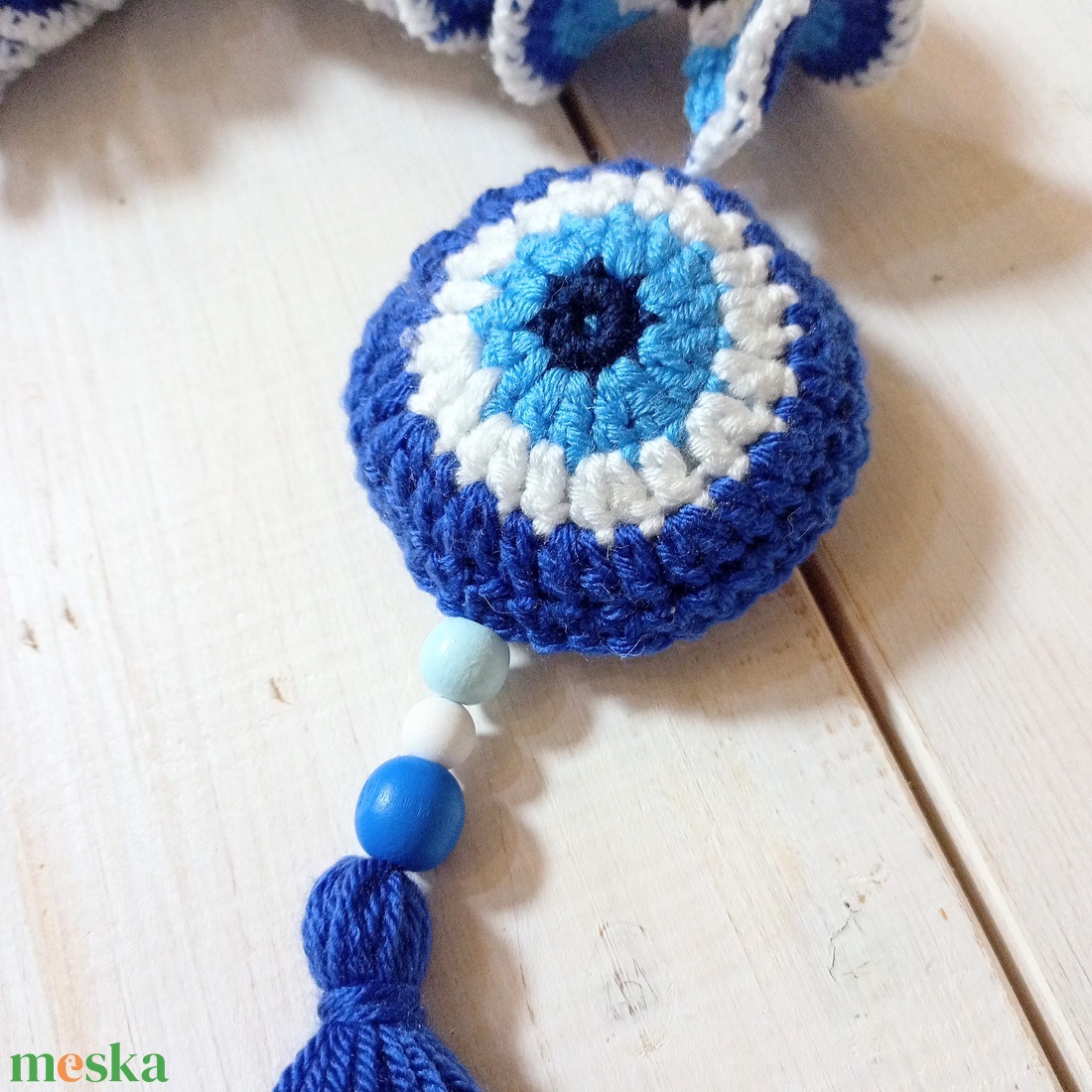 Szél pörgettyű, Evil eye, horgolt dísszel - otthon & életmód - dekoráció - fali és függő dekoráció - függődísz - Meska.hu Szél pörgettyű, Evil eye, horgolt dísszel - otthon & életmód - dekoráció - fali és függő dekoráció - függődísz - Meska.hu