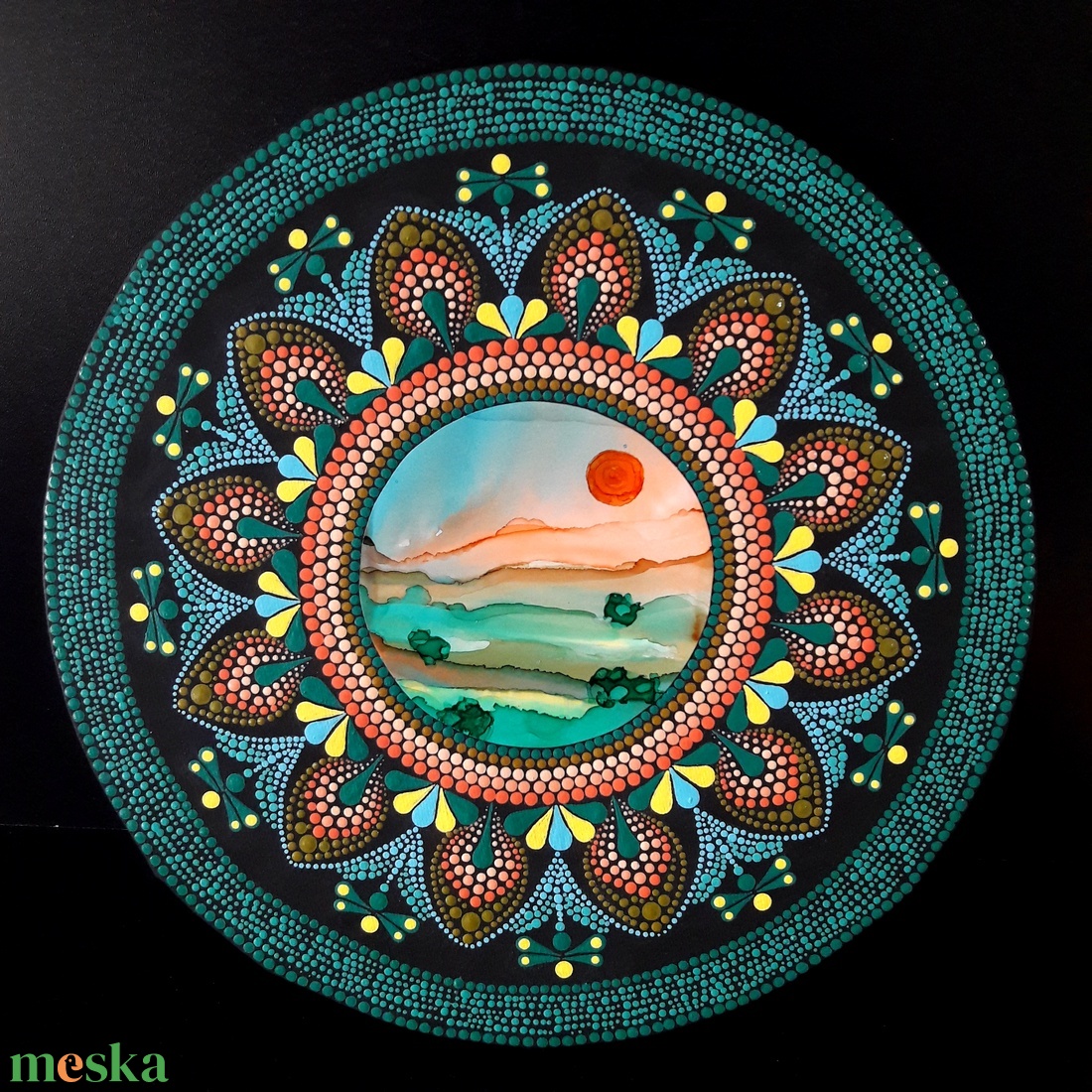 Pontozott mandala Fusion Portal Field - művészet - festmény - festmény vegyes technika - Meska.hu