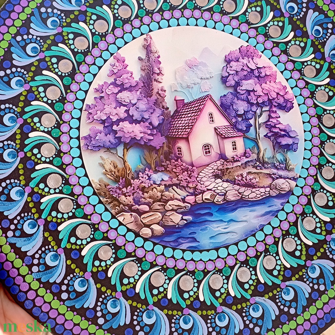 Pontozott mandala Levendula házikó - művészet - festmény - festmény vegyes technika - Meska.hu Pontozott mandala Levendula házikó - művészet - festmény - festmény vegyes technika - Meska.hu