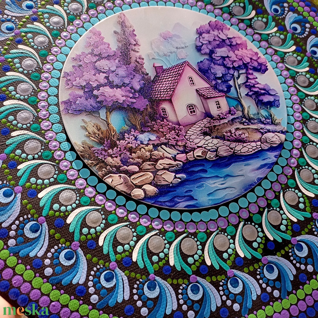 Pontozott mandala Levendula házikó - művészet - festmény - festmény vegyes technika - Meska.hu Pontozott mandala Levendula házikó - művészet - festmény - festmény vegyes technika - Meska.hu