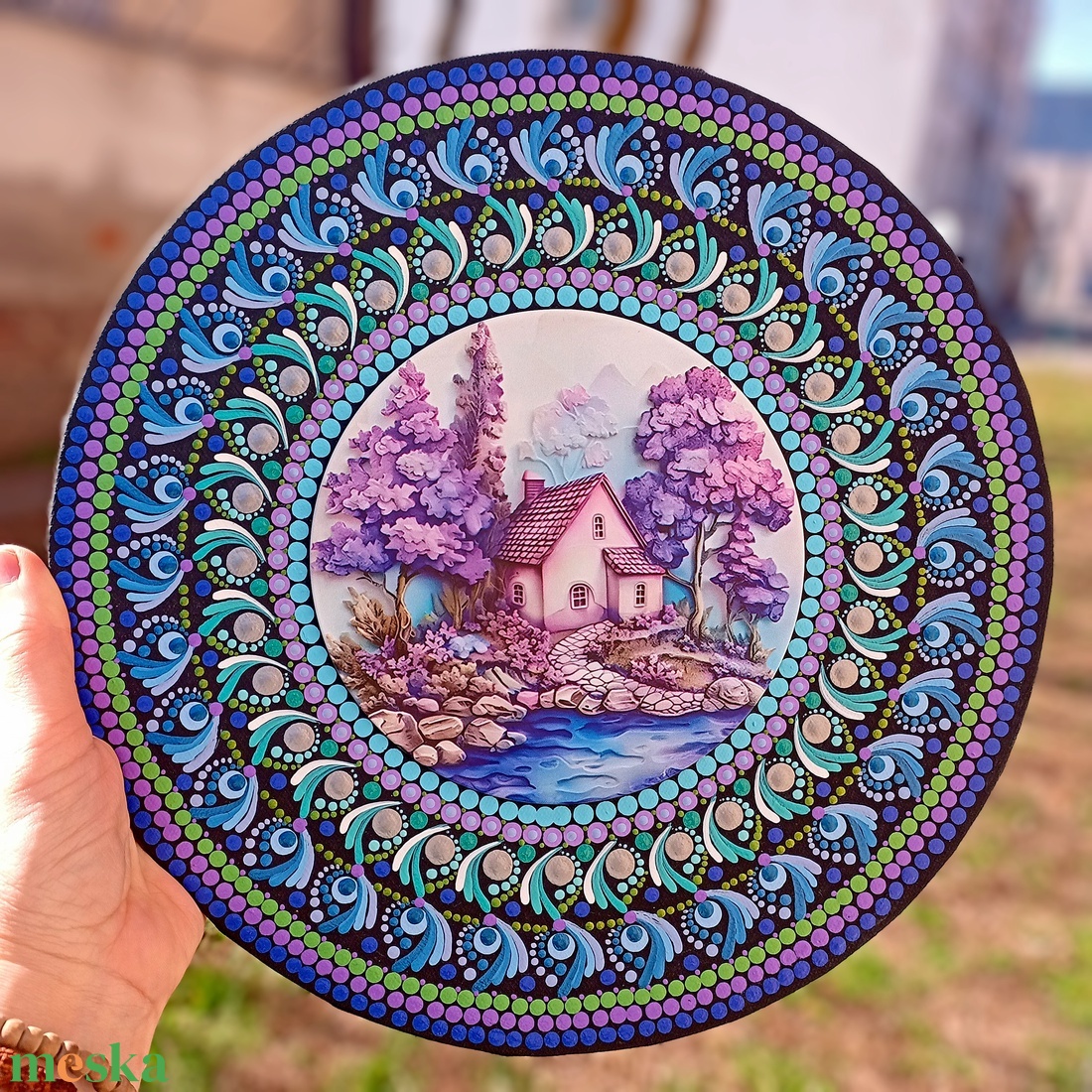 Pontozott mandala Levendula házikó - művészet - festmény - festmény vegyes technika - Meska.hu Pontozott mandala Levendula házikó - művészet - festmény - festmény vegyes technika - Meska.hu