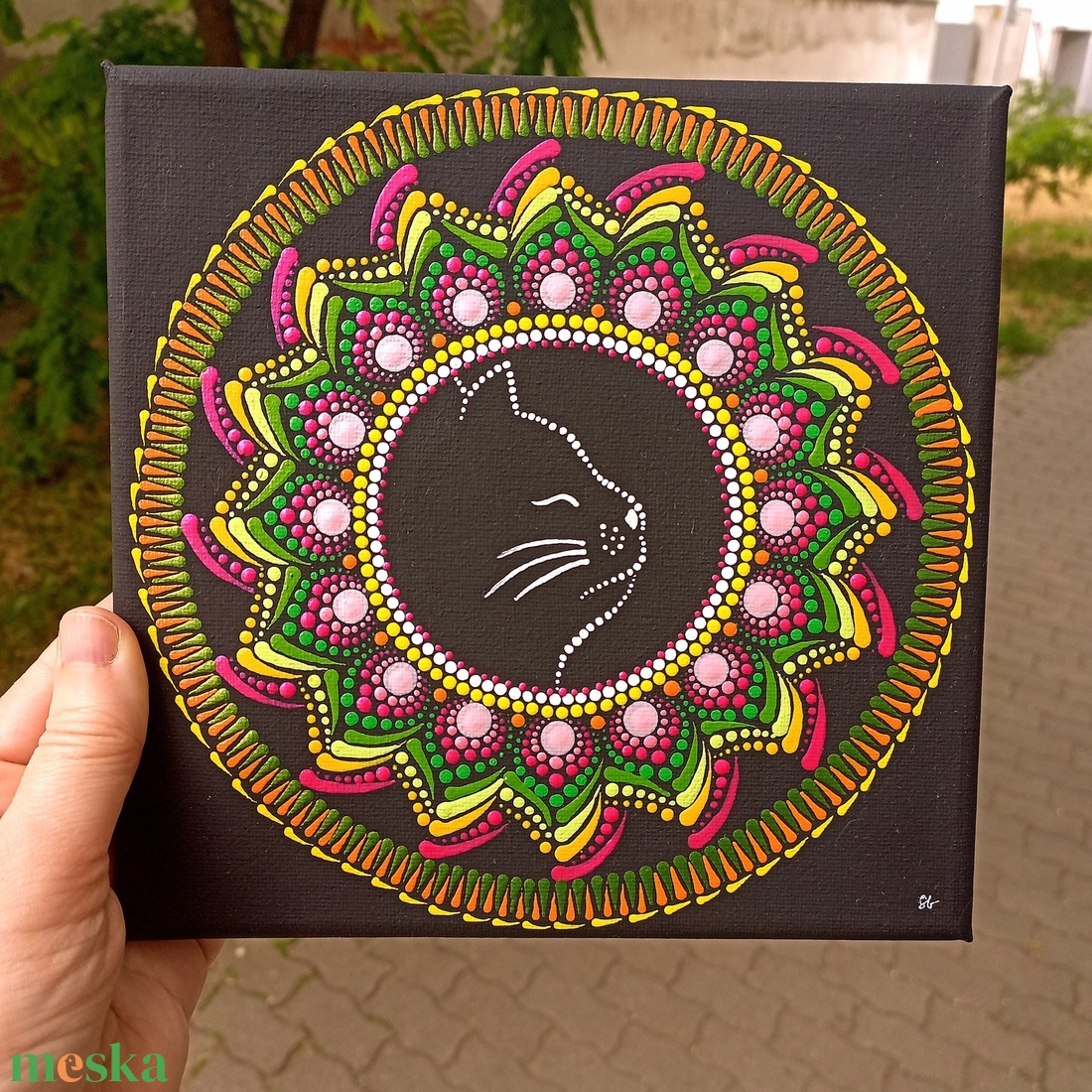 Pontozott mandala Cicus - művészet - festmény - festmény vegyes technika - Meska.hu Pontozott mandala Cicus - művészet - festmény - festmény vegyes technika - Meska.hu