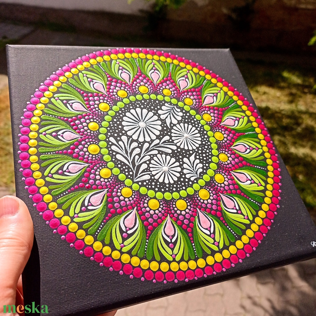 Pontozott mandala Virágok - művészet - festmény - festmény vegyes technika - Meska.hu