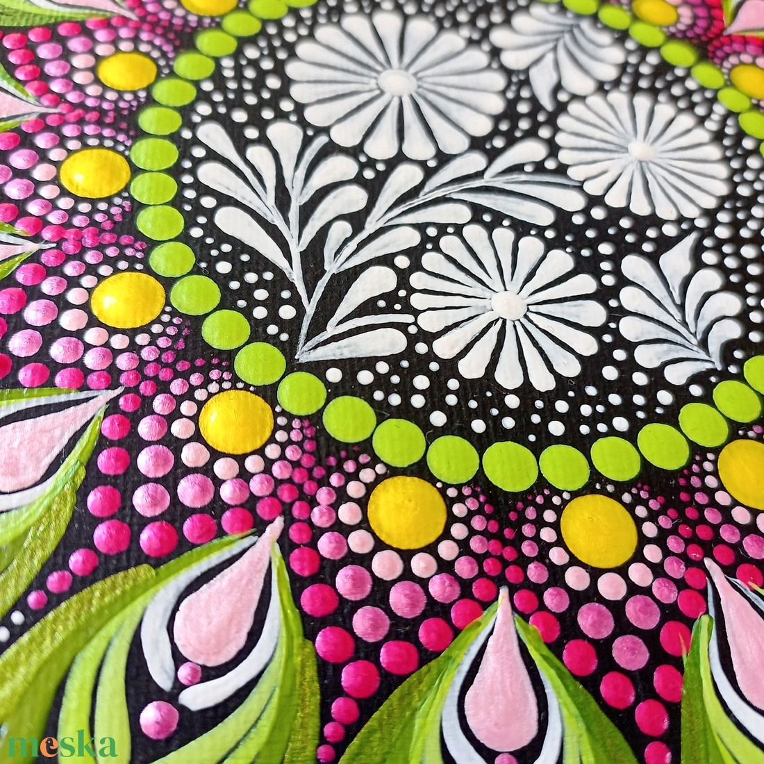 Pontozott mandala Virágok - művészet - festmény - festmény vegyes technika - Meska.hu