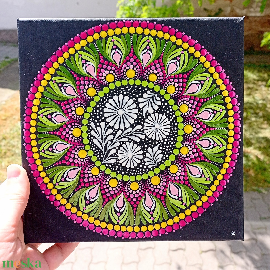 Pontozott mandala Virágok - művészet - festmény - festmény vegyes technika - Meska.hu