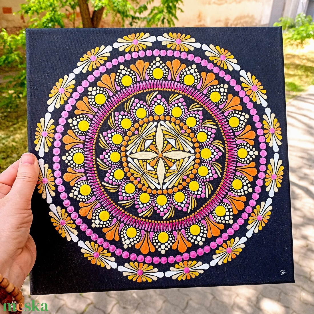 Pontozott mandala Pink - sárga - művészet - festmény - festmény vegyes technika - Meska.hu Pontozott mandala Pink - sárga - művészet - festmény - festmény vegyes technika - Meska.hu
