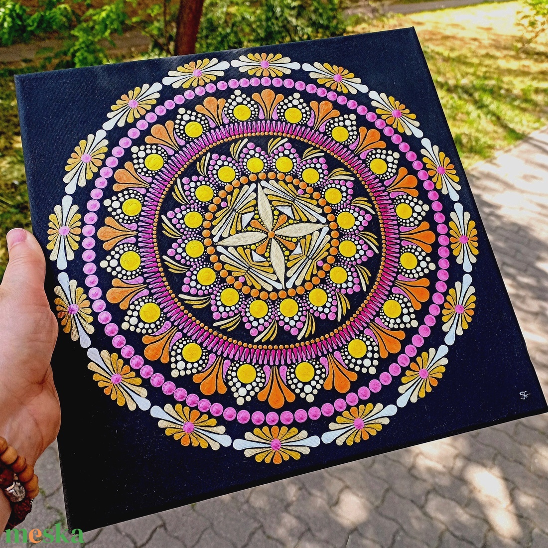 Pontozott mandala Pink - sárga - művészet - festmény - festmény vegyes technika - Meska.hu Pontozott mandala Pink - sárga - művészet - festmény - festmény vegyes technika - Meska.hu