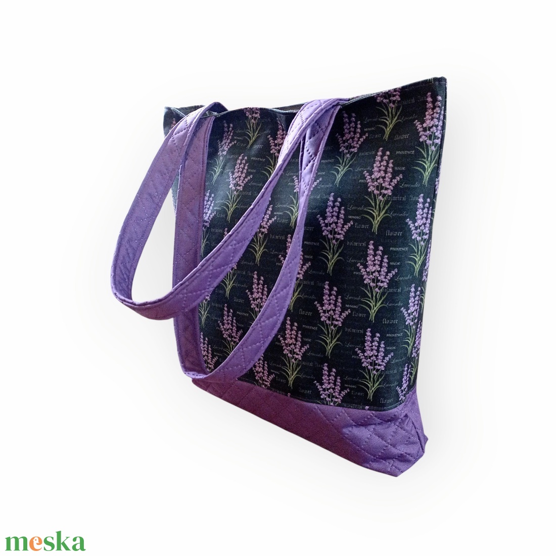 Levendulás nagy méretű táska, vízlepergetős anyagból - táska & tok - bevásárlás & shopper táska - shopper, textiltáska, szatyor - Meska.hu