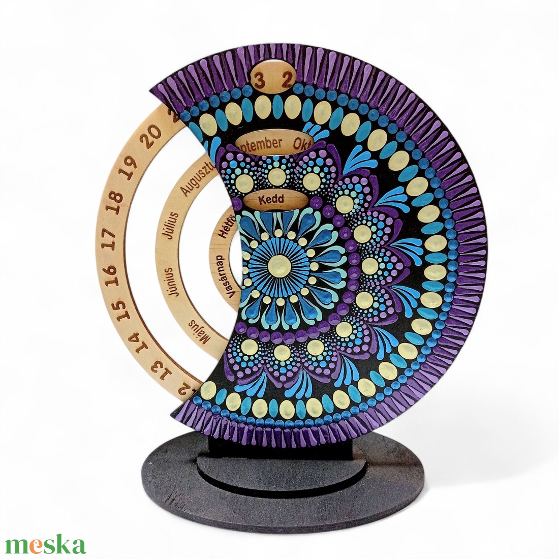 Pontozott mandala fa öröknaptár, Kék-lila - művészet - festmény - festmény vegyes technika - Meska.hu