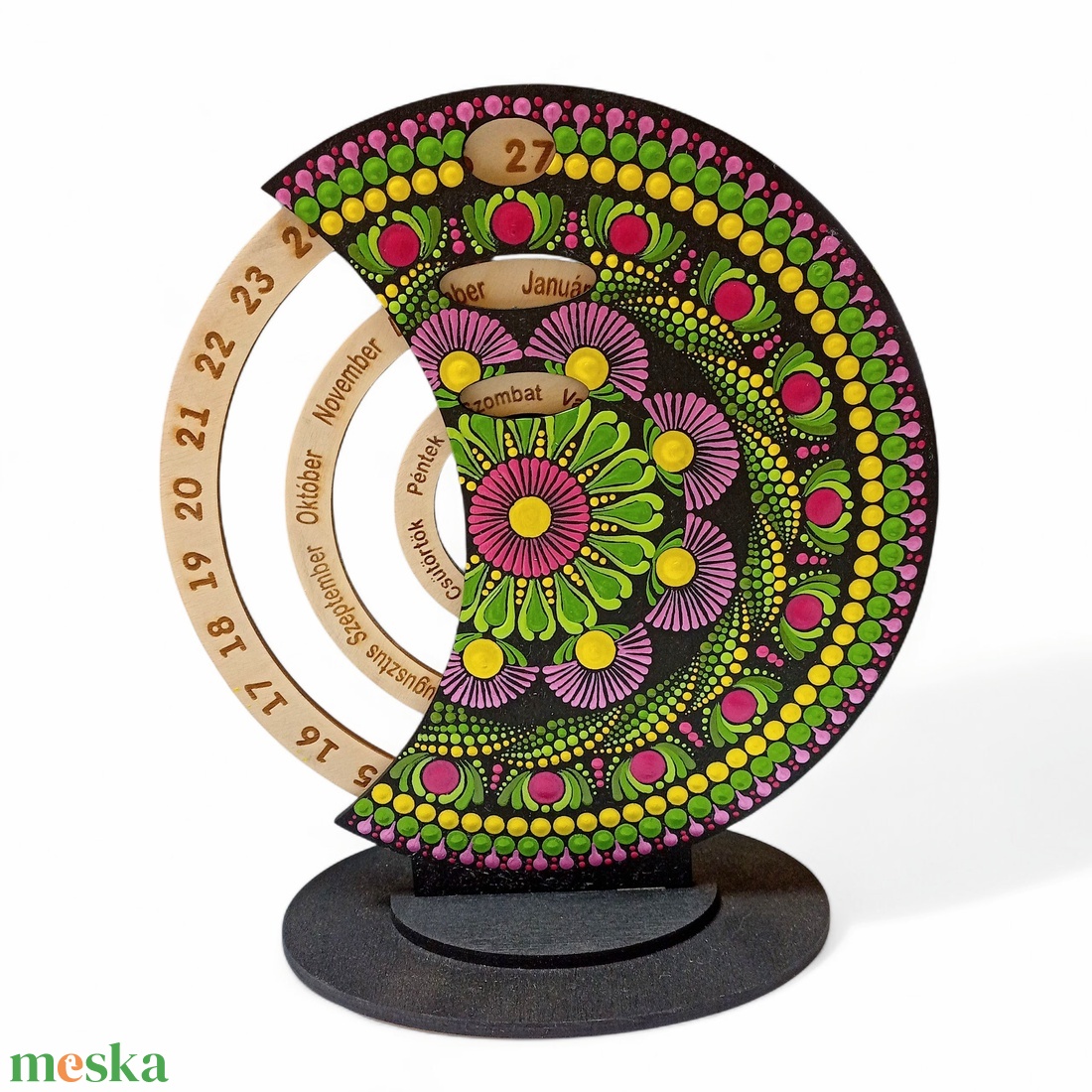 Pontozott mandala fa öröknaptár, Örök Virágzás - otthon & életmód - dekoráció - fali és függő dekoráció - falinaptár & öröknaptár - Meska.hu