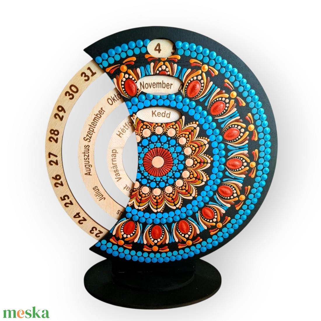 Pontozott mandala fa öröknaptár, Kreatív teremtés - művészet - festmény - festmény vegyes technika - Meska.hu