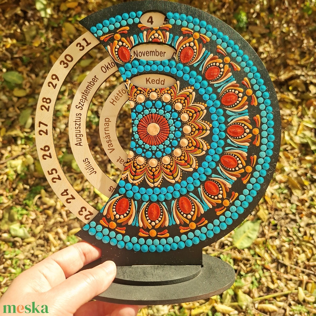 Pontozott mandala fa öröknaptár, Kreatív teremtés - művészet - festmény - festmény vegyes technika - Meska.hu