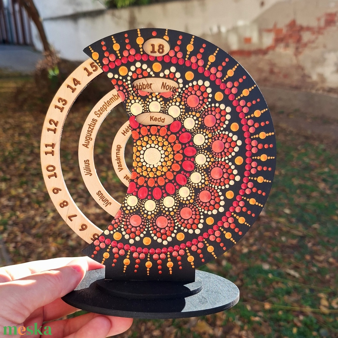 Mandala Öröknaptár  Napenergia Harmóniája (réznarancsbordó) - otthon & életmód - dekoráció - fali és függő dekoráció - falinaptár & öröknaptár - Meska.hu