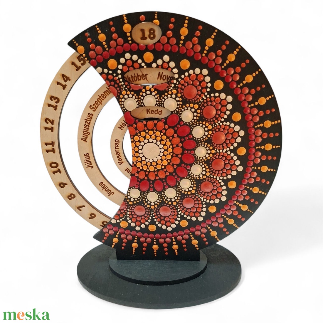 Mandala Öröknaptár  Napenergia Harmóniája (réznarancsbordó) - otthon & életmód - dekoráció - fali és függő dekoráció - falinaptár & öröknaptár - Meska.hu