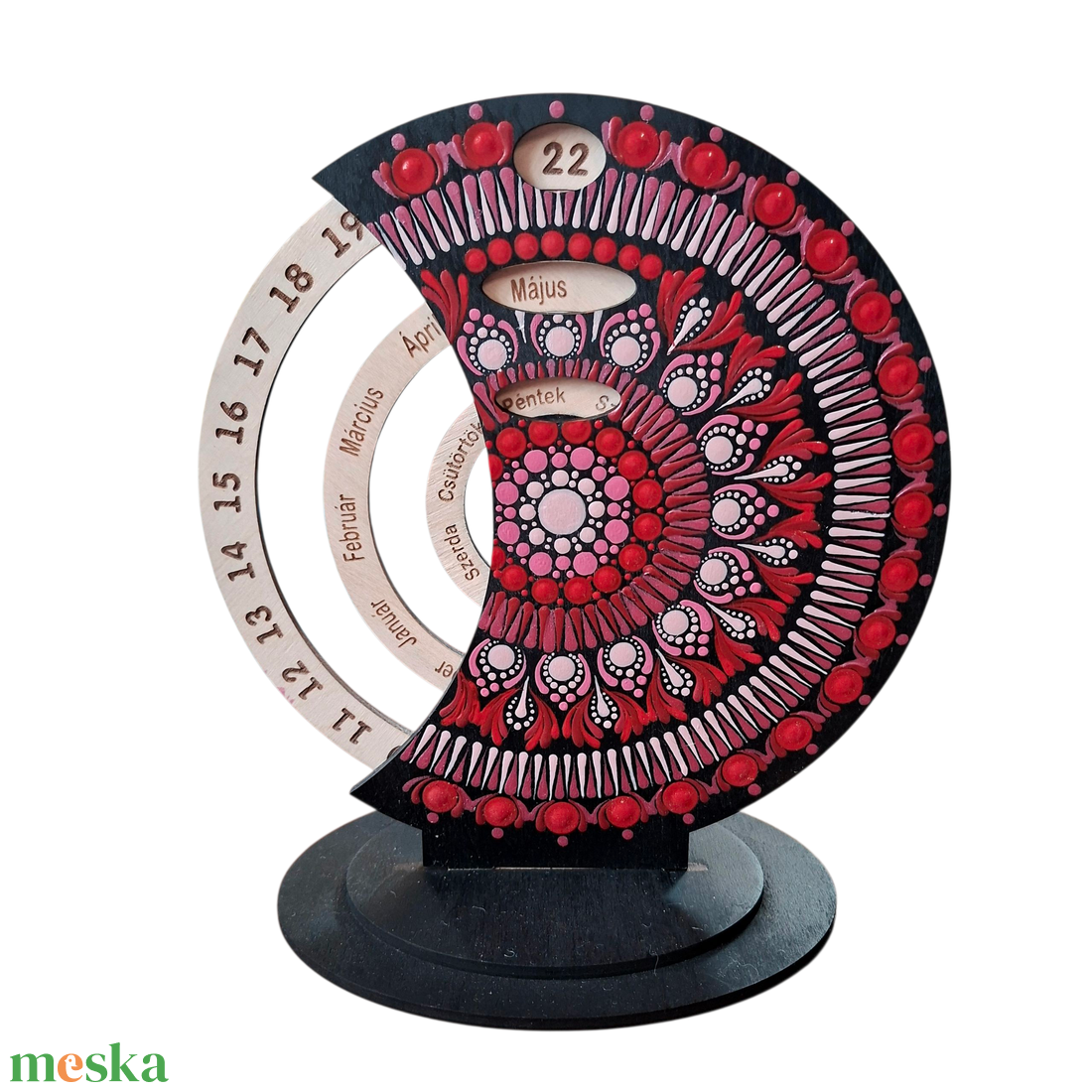 Pontozott mandala fa öröknaptár, Pink-piros - otthon & életmód - dekoráció - fali és függő dekoráció - falinaptár & öröknaptár - Meska.hu