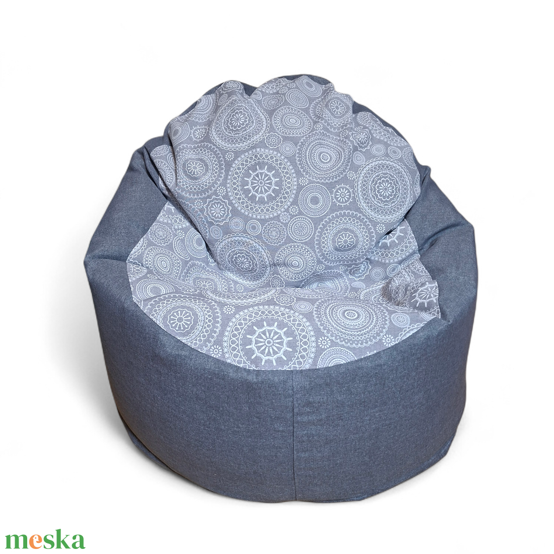 Szürke mandalás alacsonyabb standard babzsák - otthon & életmód - bútor - babzsák - babzsákfotel  - Meska.hu