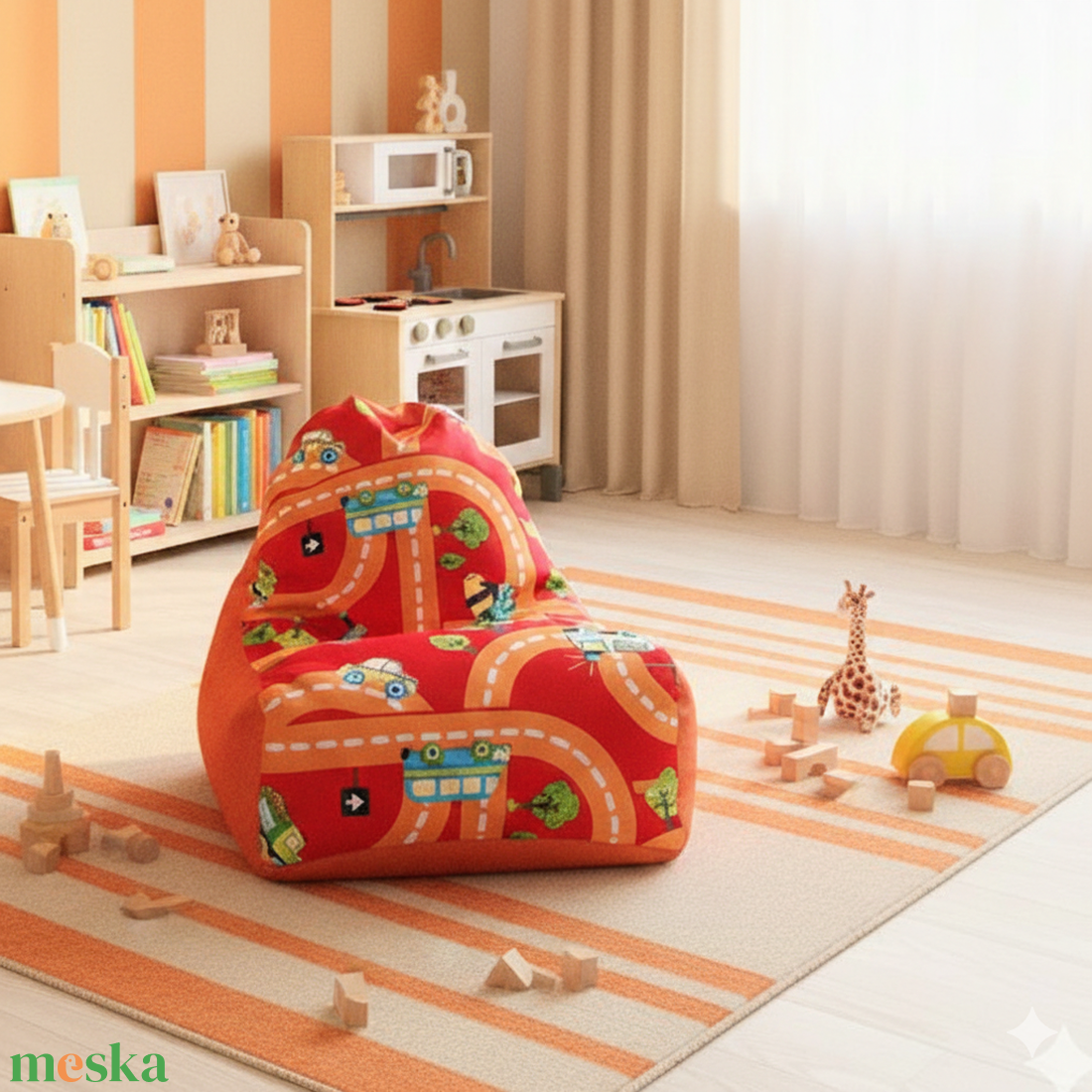 Mini kuckó gyerek babzsákfotel � járműves mintával - otthon & életmód - bútor - babzsák - babzsákfotel  - Meska.hu