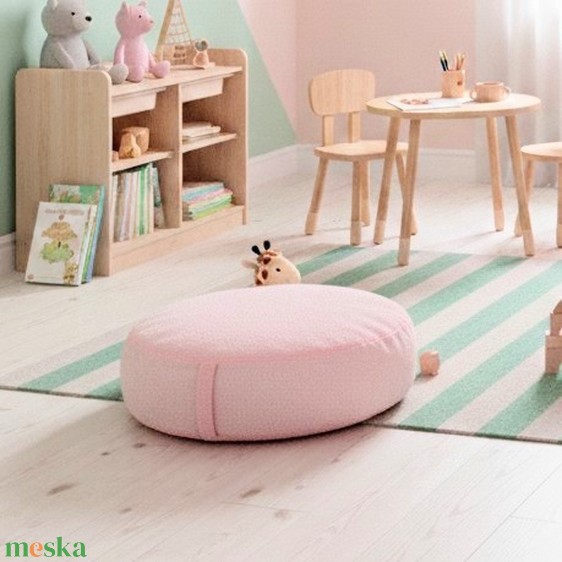 Puff, padlópárna Teddy huzattal� rózsaszín, 60 � 20 cm - otthon & életmód - bútor - babzsák - babzsák párna - Meska.hu