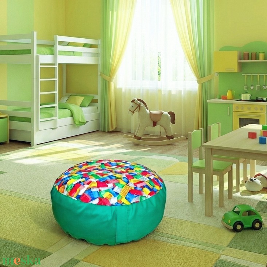 Puff, padlópárna zöld - legós 60 � 20 cm - otthon & életmód - bútor - babzsák - babzsák párna - Meska.hu