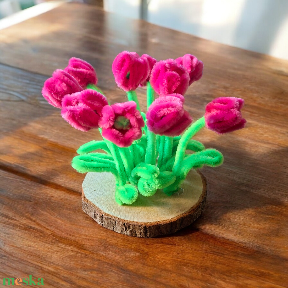  Zsenília tulipán kertecske, sötét rózsaszín - Bolyhos Botanika - otthon & életmód - dekoráció - asztal és polc dekoráció - asztaldísz - Meska.hu