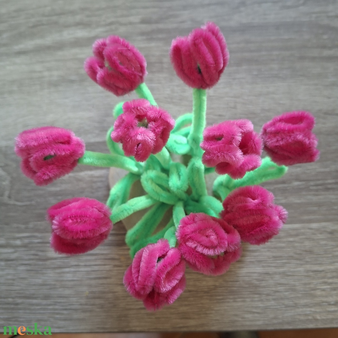  Zsenília tulipán kertecske, sötét rózsaszín - Bolyhos Botanika - otthon & életmód - dekoráció - asztal és polc dekoráció - asztaldísz - Meska.hu