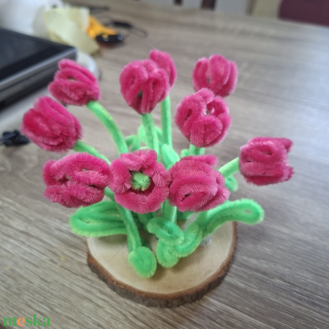  Zsenília tulipán kertecske, sötét rózsaszín - Bolyhos Botanika - otthon & életmód - dekoráció - asztal és polc dekoráció - asztaldísz - Meska.hu