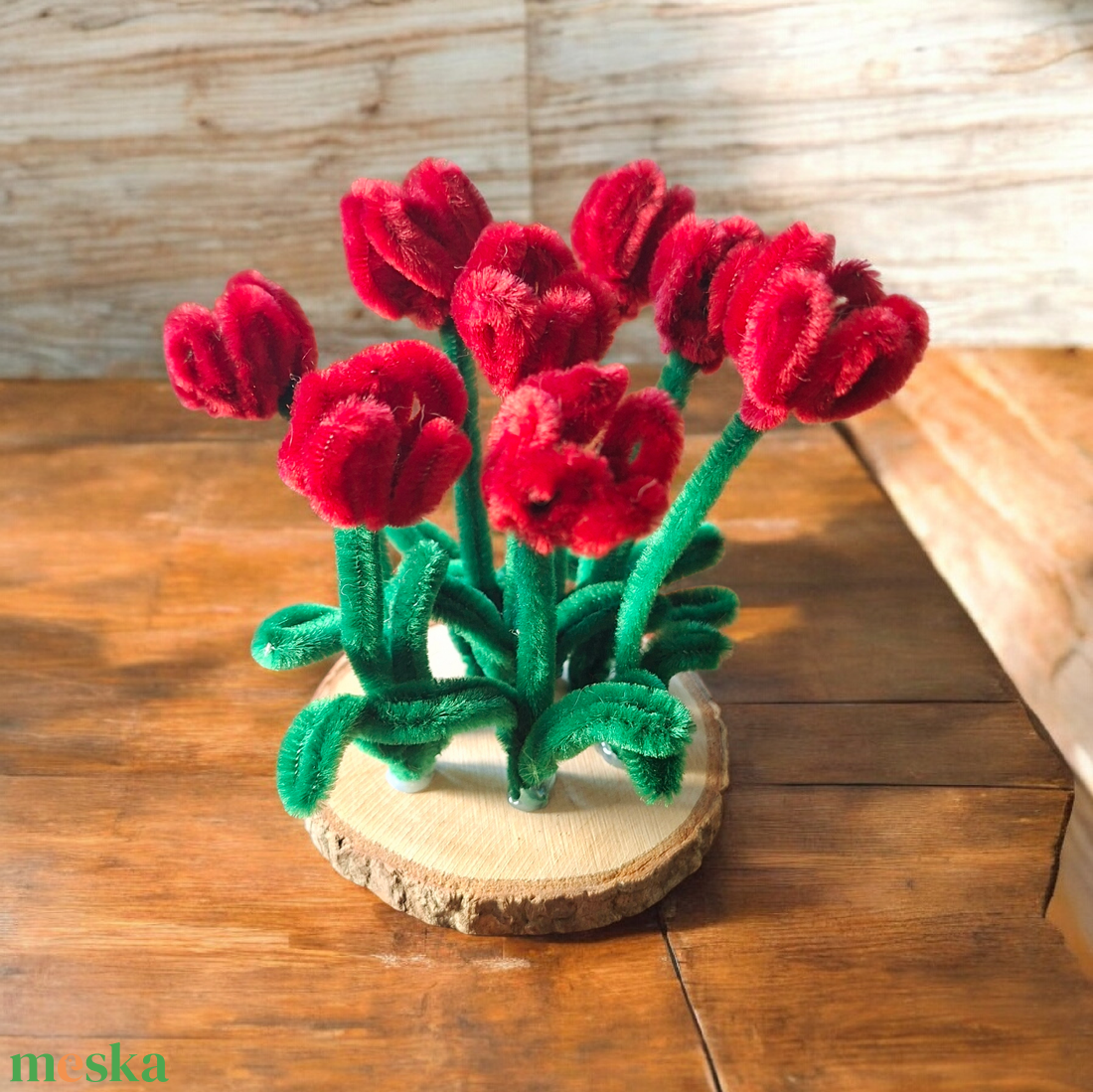  Zsenília tulipán kertecske, bordó - Bolyhos Botanika - otthon & életmód - dekoráció - asztal és polc dekoráció - asztaldísz - Meska.hu