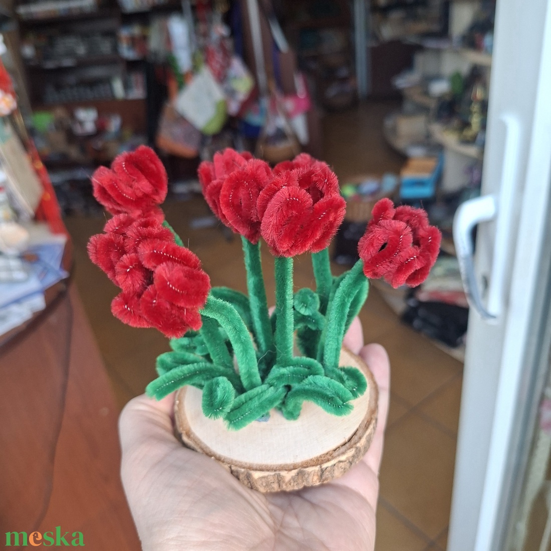  Zsenília tulipán kertecske, bordó - Bolyhos Botanika - otthon & életmód - dekoráció - asztal és polc dekoráció - asztaldísz - Meska.hu