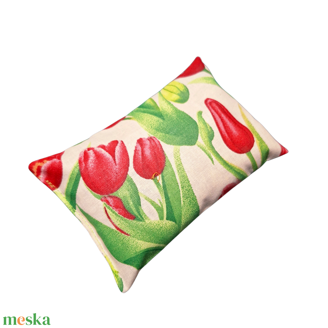 Babzsák 10X15cm, beige alapon piros tulipán - játék & sport - ovis felszerelés - egyéb ovis kiegészítő - Meska.hu
