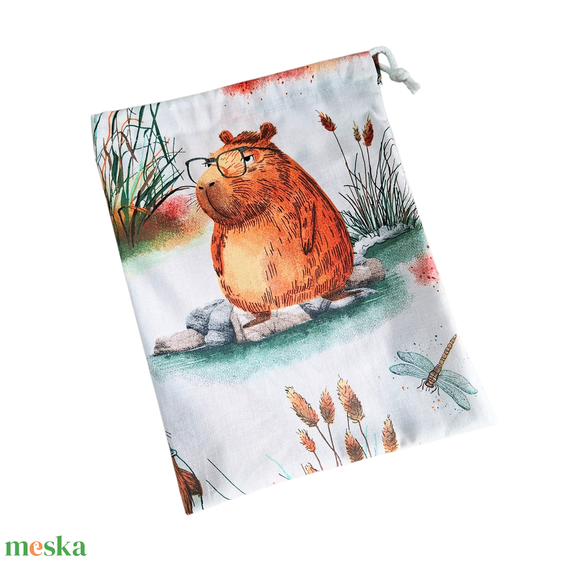 Tisztasági zsák oviba, suliba, beige, piros tulipános - játék & sport - ovis felszerelés - egyéb ovis kiegészítő - Meska.hu