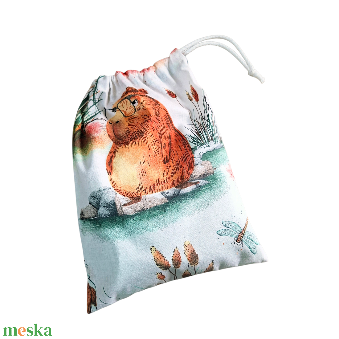 Tisztasági zsák oviba, suliba, beige, piros tulipános - játék & sport - ovis felszerelés - egyéb ovis kiegészítő - Meska.hu