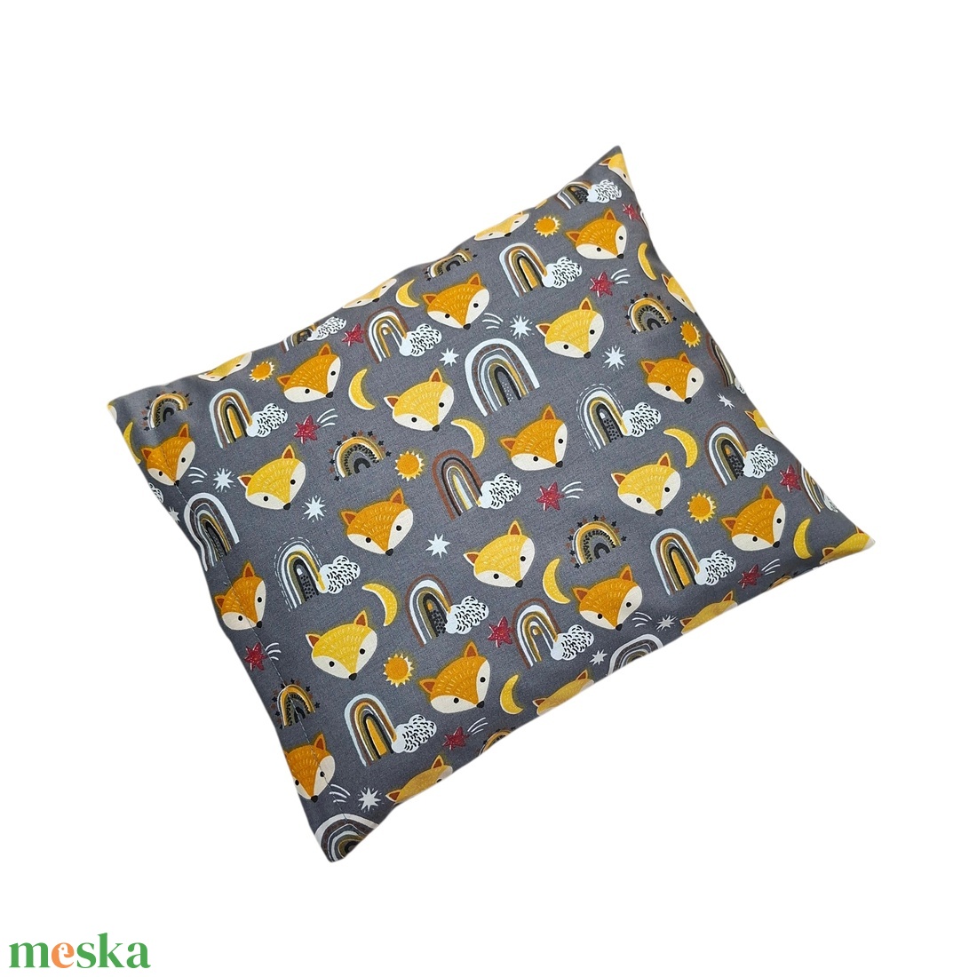 Tönkölypelyva párna gyerekeknek, 25X30cm, Szürke, rókás - szépségápolás - egészségmegőrzési kellékek - tönkölypelyvapárna - Meska.hu