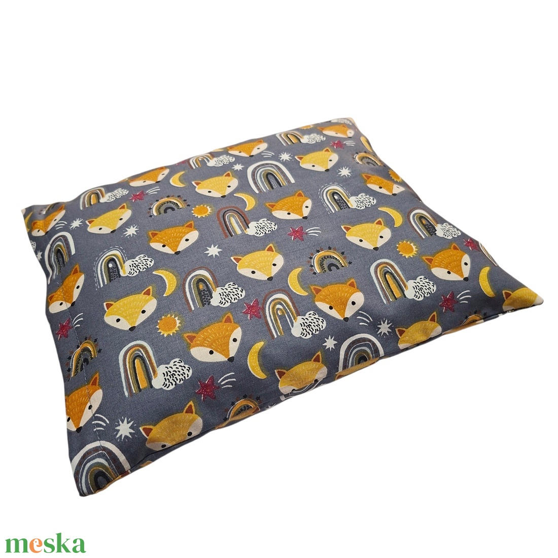 Tönkölypelyva párna gyerekeknek, 25X30cm, Szürke, rókás - szépségápolás - egészségmegőrzési kellékek - tönkölypelyvapárna - Meska.hu