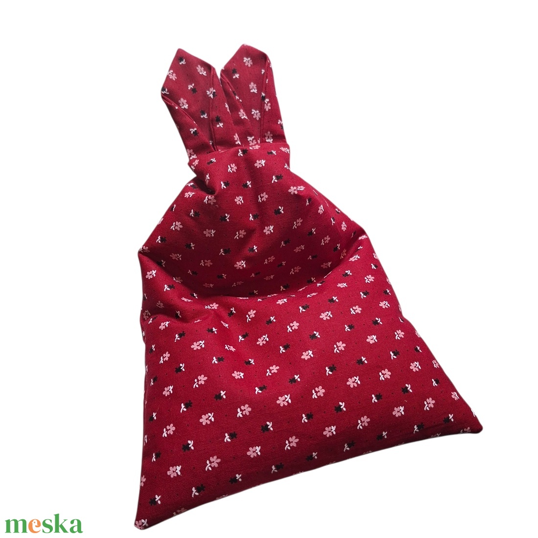 Nyuszifüles mini babzsák mobiltartó bordó, virágos  - otthon & életmód - tárolás & rendszerezés - asztali telefontartó - Meska.hu