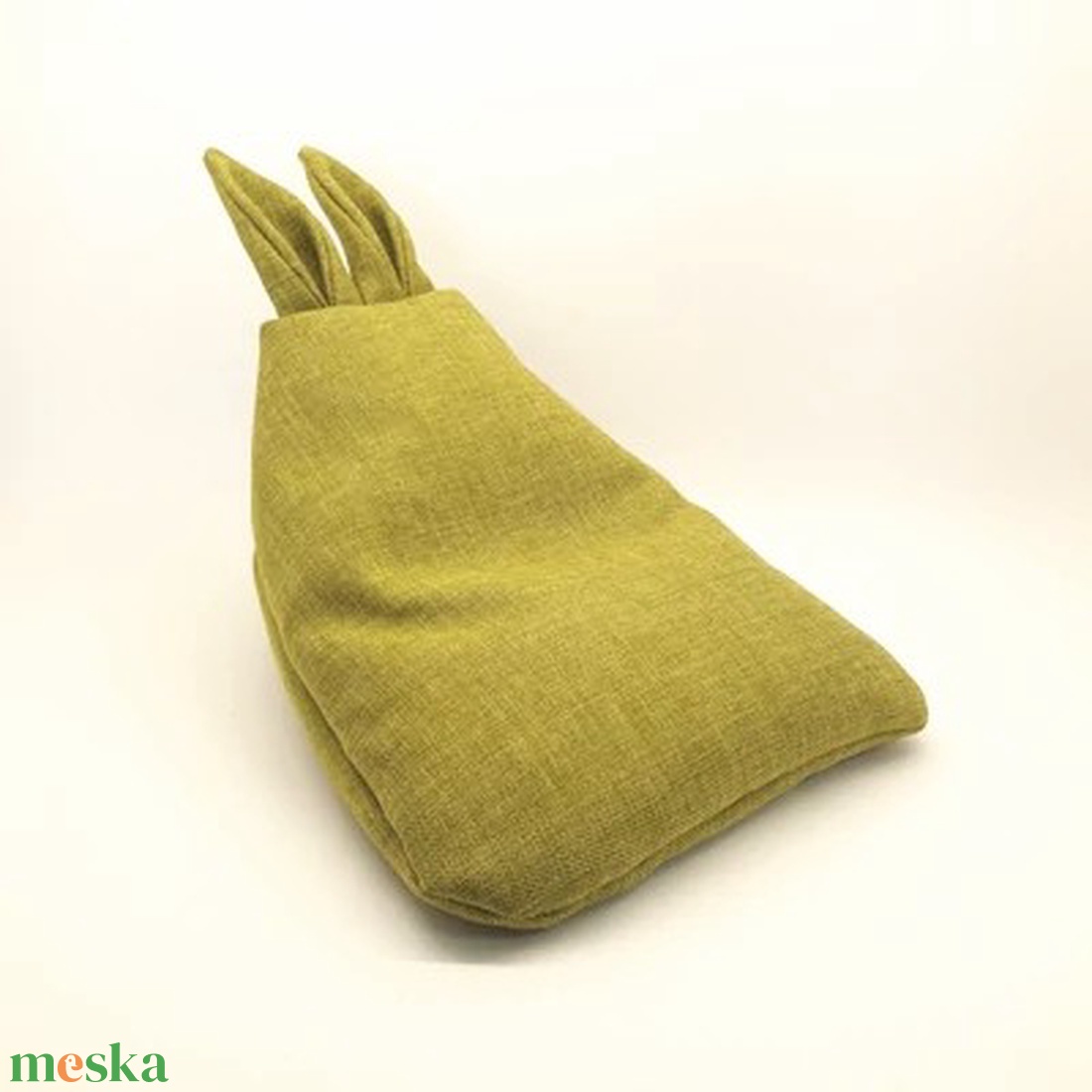 Nyuszifüles mini babzsák mobiltartó kivizöld  - otthon & életmód - tárolás & rendszerezés - asztali telefontartó - Meska.hu