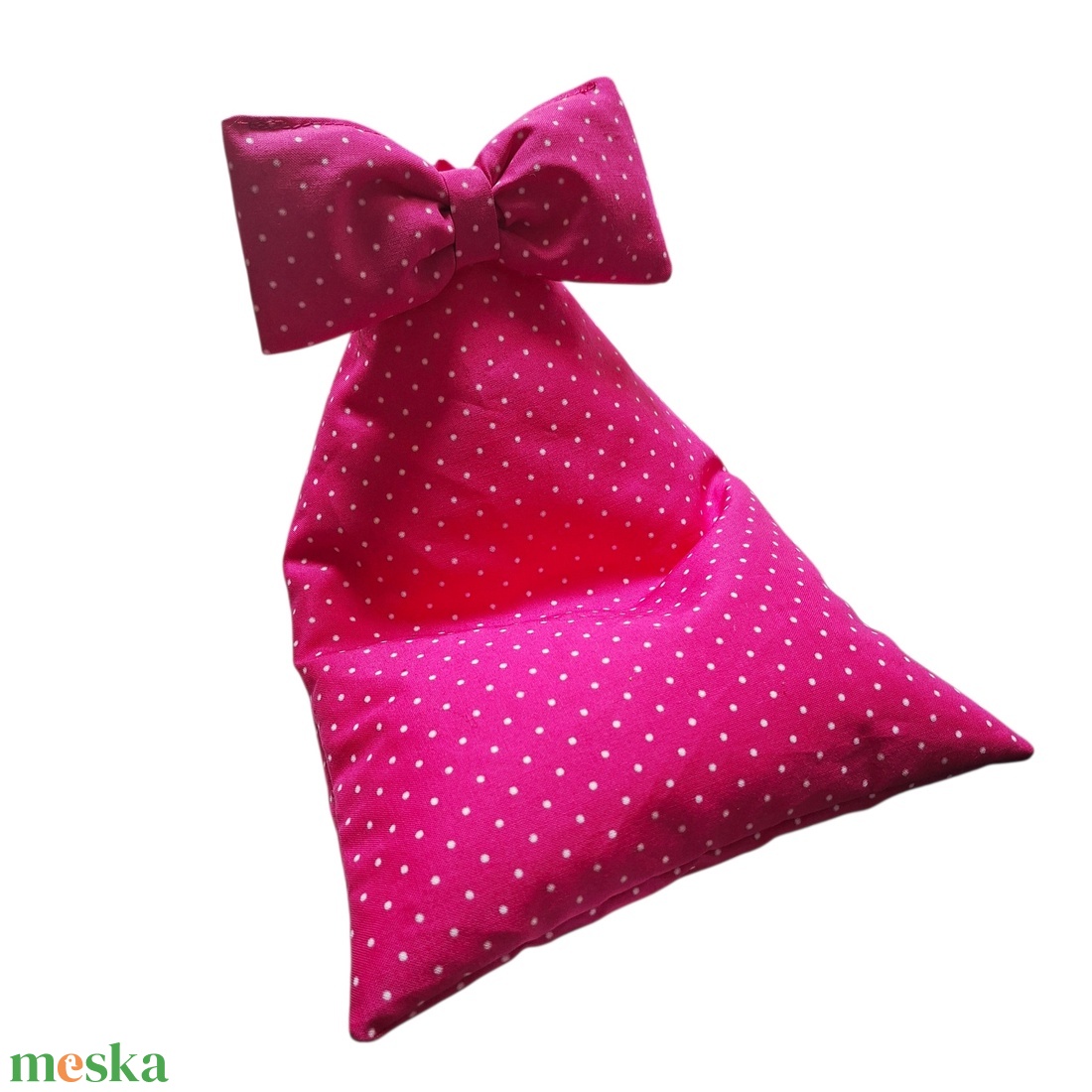 Nyuszifüles mini babzsák mobiltartó halvány pink, pöttyös, masnival - otthon & életmód - tárolás & rendszerezés - asztali telefontartó - Meska.hu