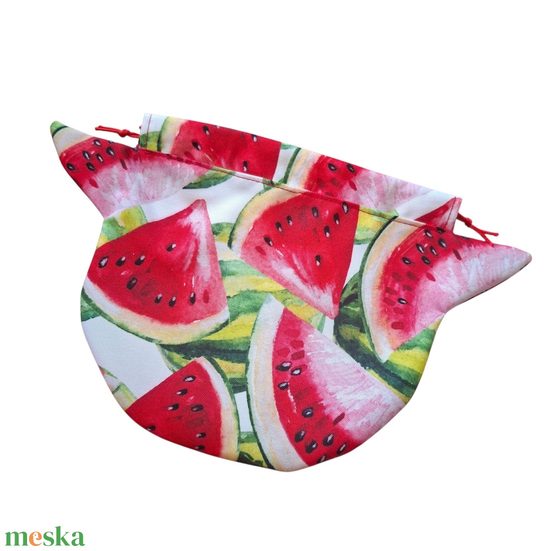 Cicafüles összehúzható zsákocska neszeszer, zöld bársony - táska & tok - neszesszer - Meska.hu