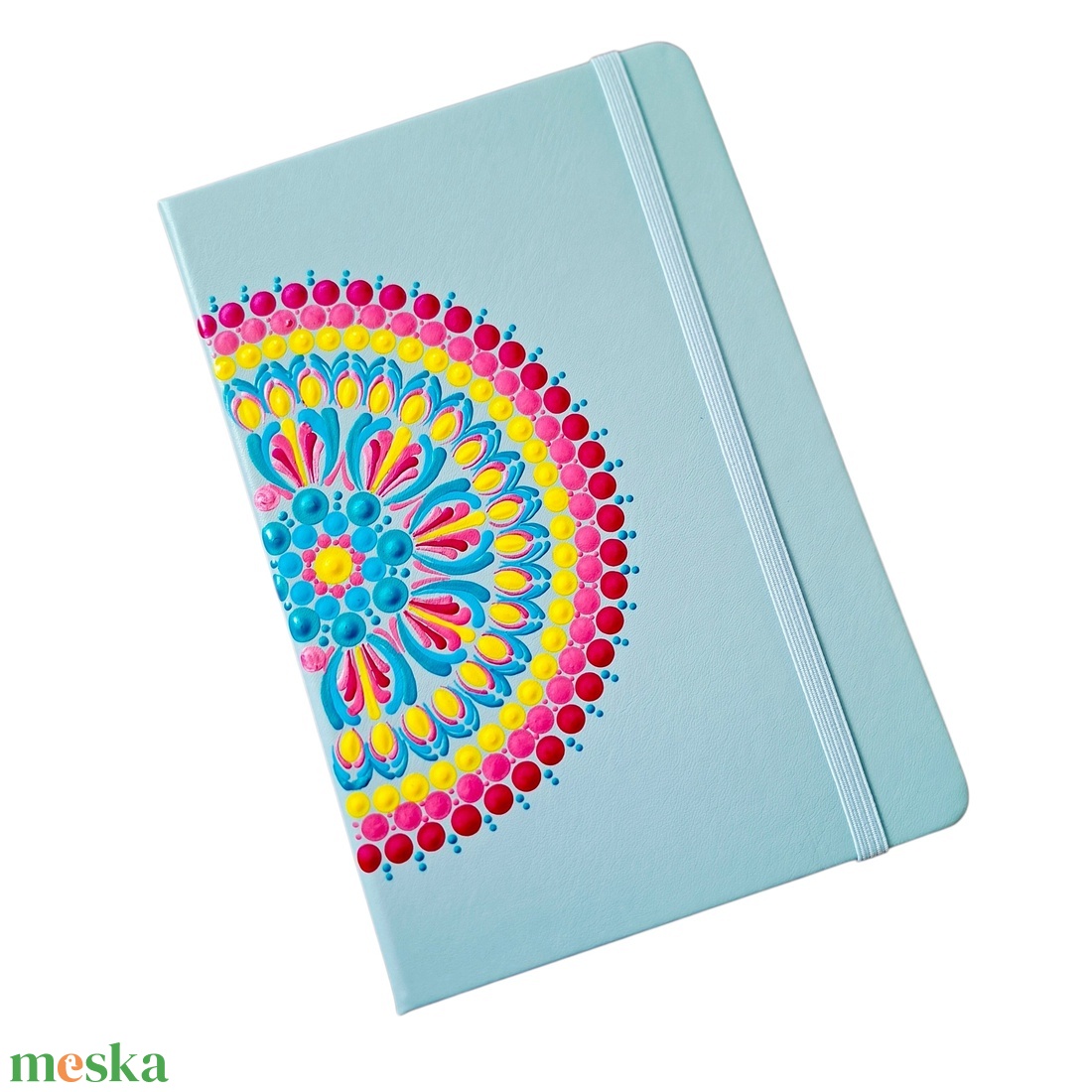Pontfestett mandalás jegyzetfüzet vonalas, menta - kék, rózsaszín - otthon & életmód - papír, írószer - jegyzetfüzet & napló - Meska.hu