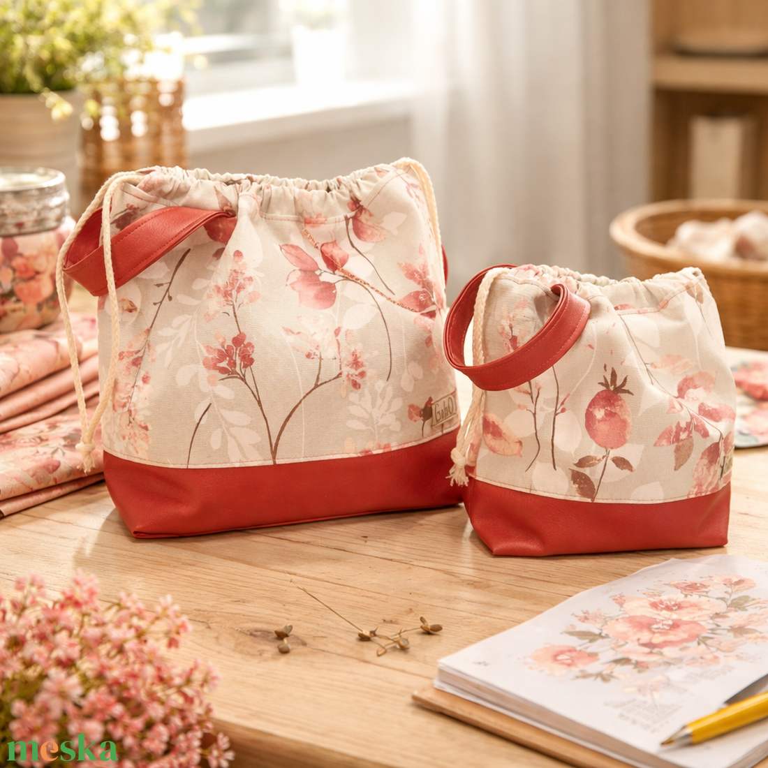 Project zsák, Bronz virágos - táska & tok - neszesszer - Meska.hu