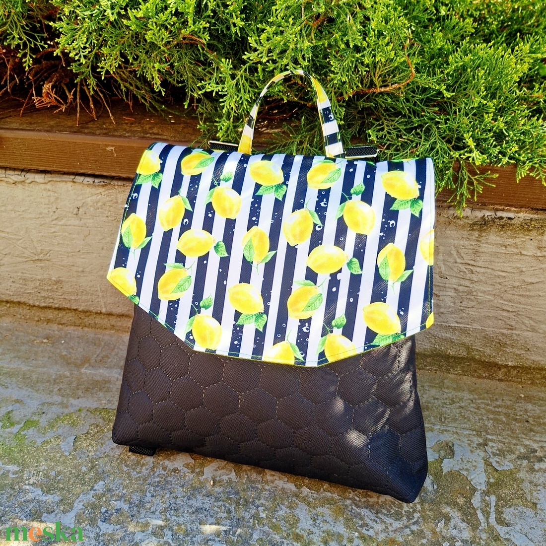 GabO hátizsák Fekete, citromos - táska & tok - hátizsák - kishátizsák - Meska.hu