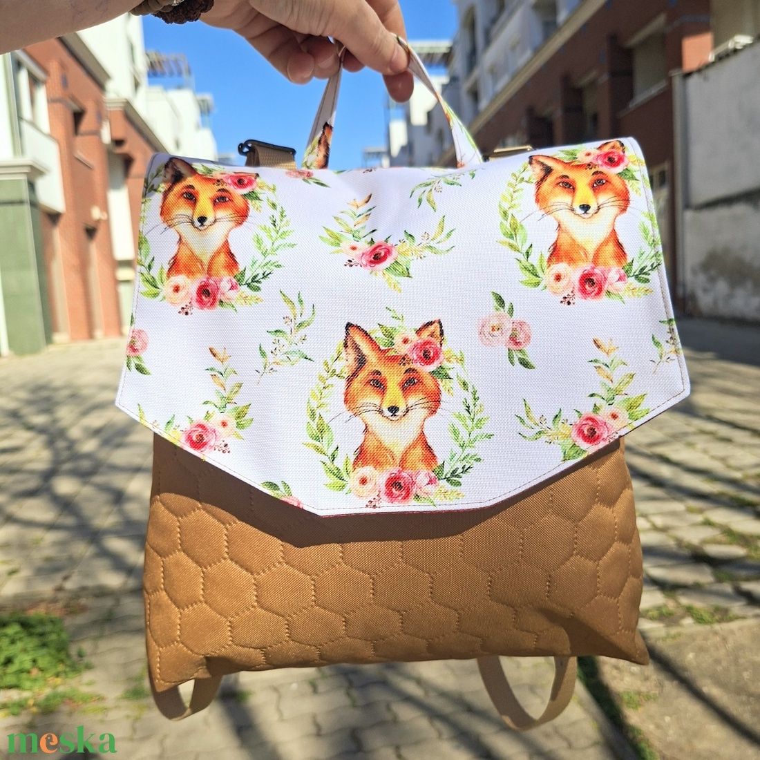 GabO hátizsák Okkersárga, rókás - táska & tok - hátizsák - kishátizsák - Meska.hu