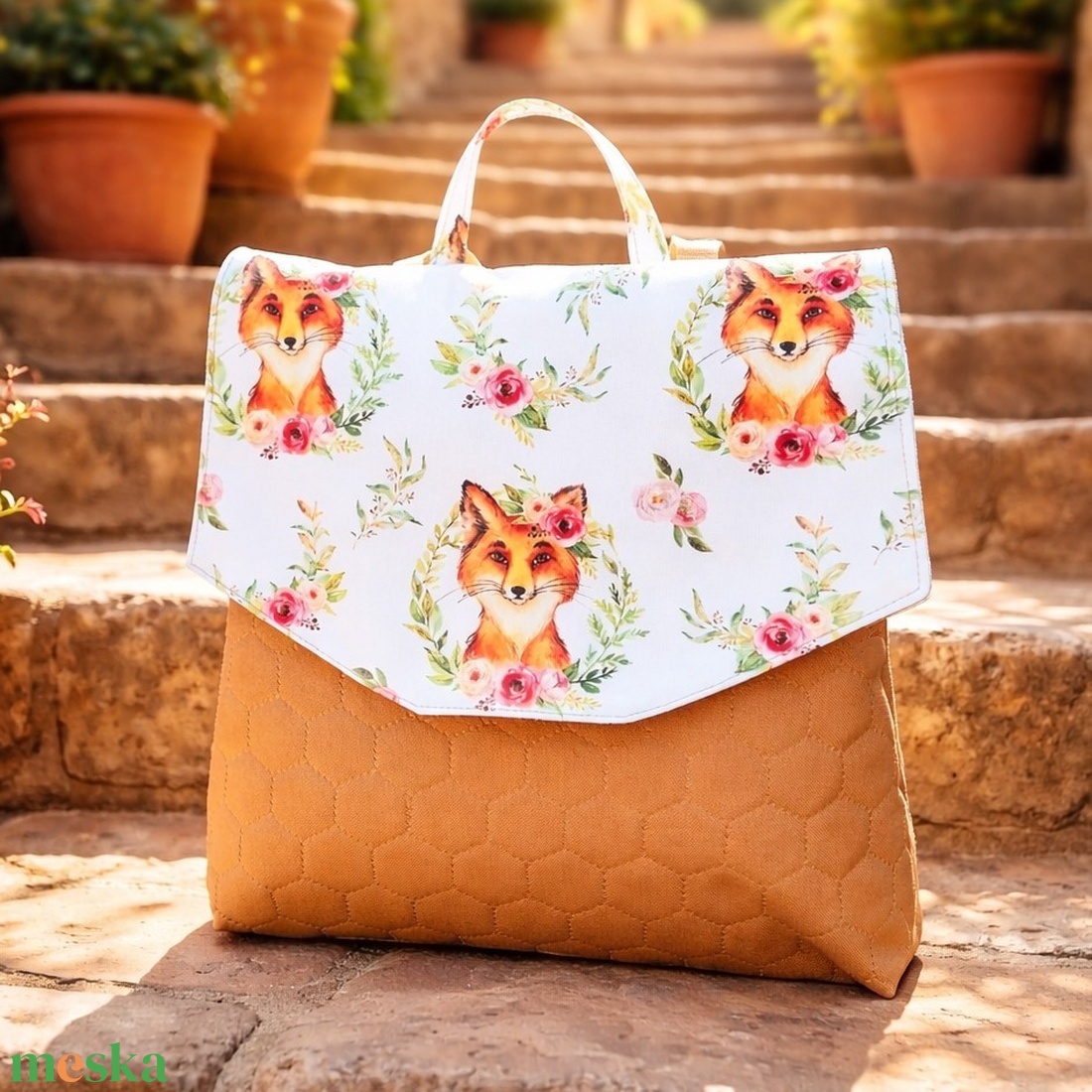 GabO hátizsák Okkersárga, rókás - táska & tok - hátizsák - kishátizsák - Meska.hu