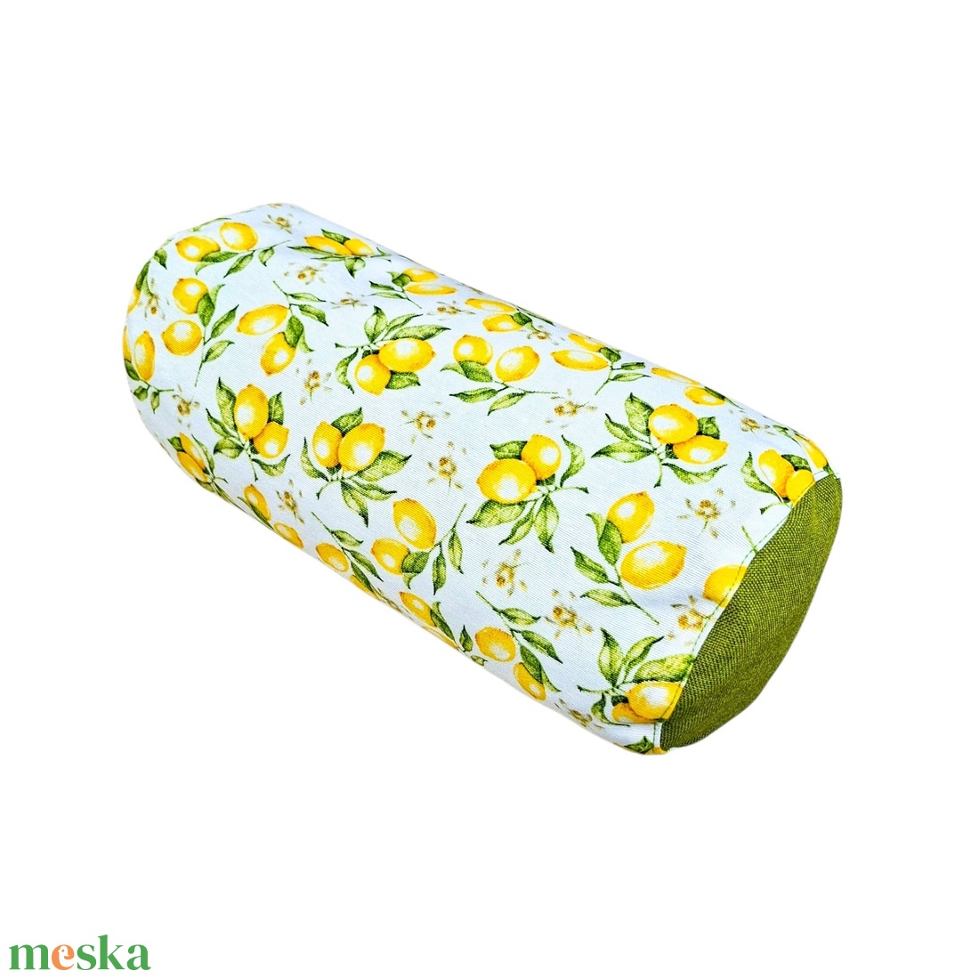 Henger párna tönköly pelyvával töltve, 14X30cm, Citromos - játék & sport - sport és kikapcsolódás - jóga, pilates, torna - jógapárna - Meska.hu