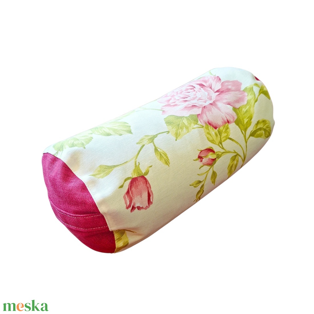 Henger párna tönköly pelyvával töltve, 14X30cm, Rózsás - játék & sport - sport és kikapcsolódás - jóga, pilates, torna - jógapárna - Meska.hu