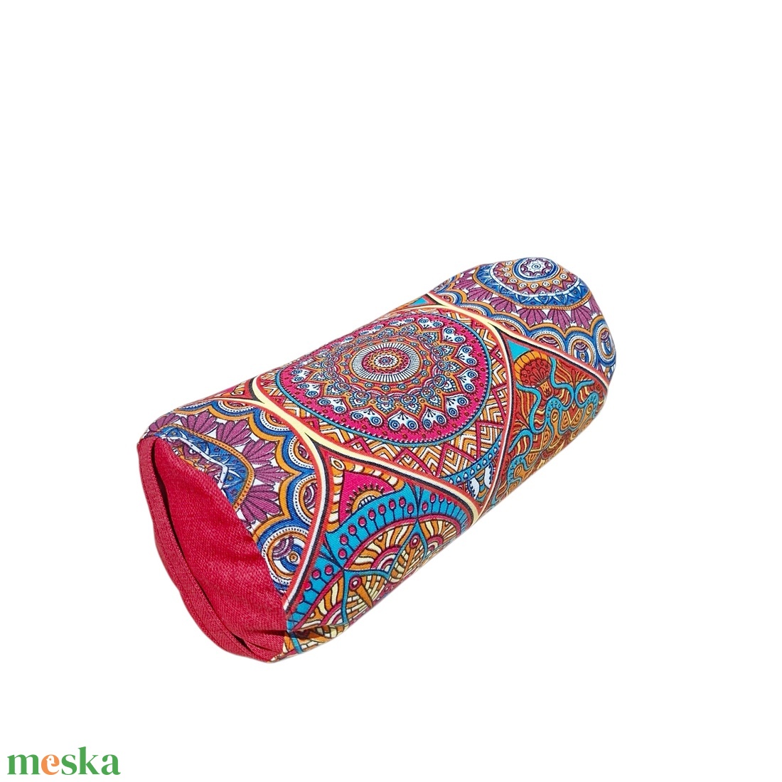 Henger párna tönköly pelyvával töltve, 14X30cm, Bordó mandalás - játék & sport - sport és kikapcsolódás - jóga, pilates, torna - jógapárna - Meska.hu