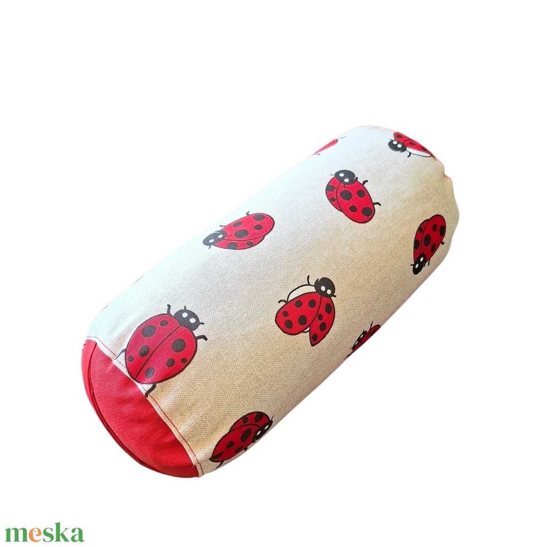 Henger párna tönköly pelyvával töltve, 14X30cm, Katicás - játék & sport - sport és kikapcsolódás - jóga, pilates, torna - jógapárna - Meska.hu
