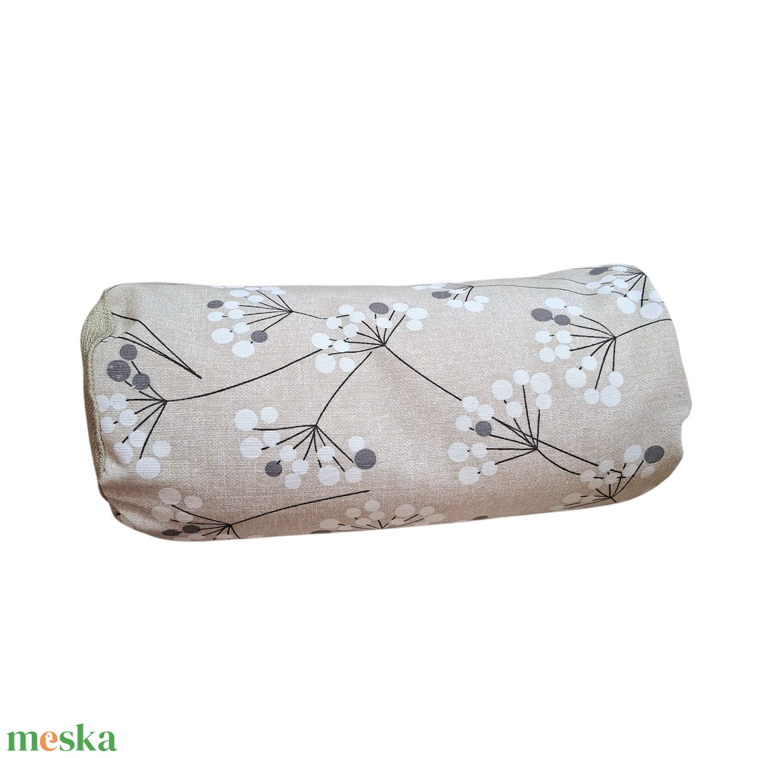 Henger párna tönköly pelyvával töltve, 14X30cm, Beige pitypangos - játék & sport - sport és kikapcsolódás - jóga, pilates, torna - jógapárna - Meska.hu