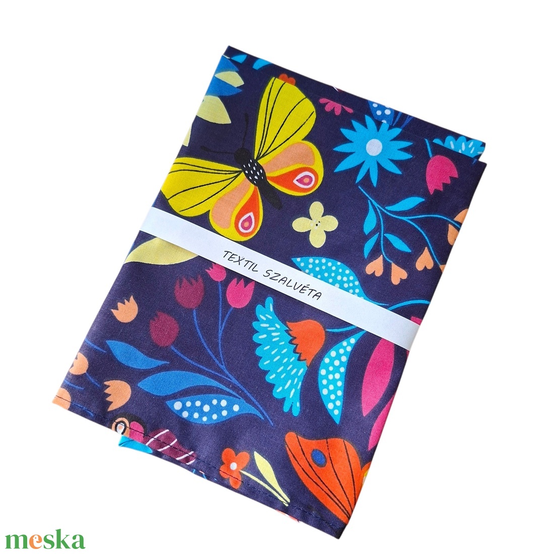 Textil szalvéta 2db, Sötétkék, pillangós, 40X40cm - otthon & életmód - konyhafelszerelés, tálalás - konyhai textil - szalvéta - Meska.hu