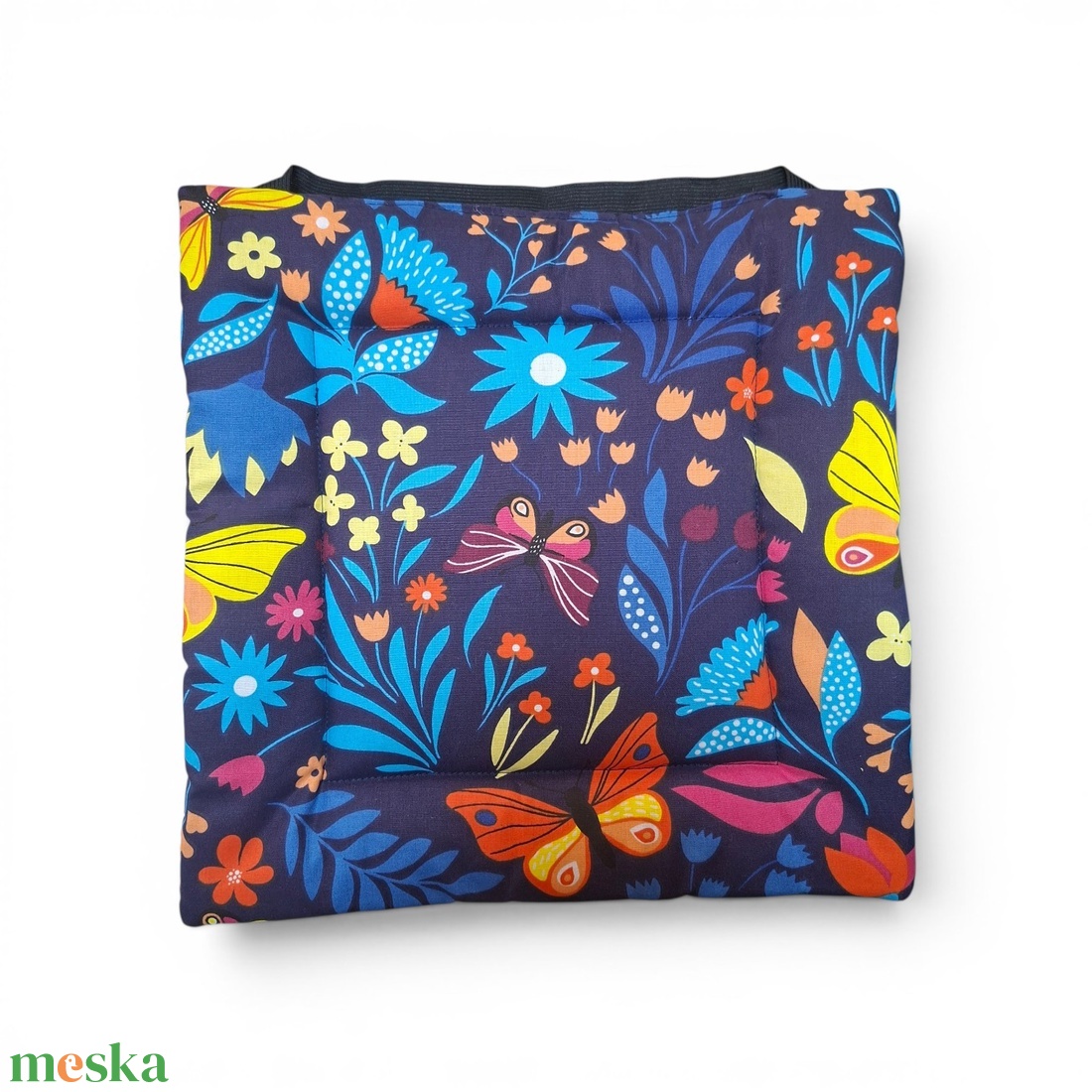 Iskolai ülőpárna székre, Pillangós, kék, 30X30cm - otthon & életmód - lakástextil - székpárna, huzat - Meska.hu