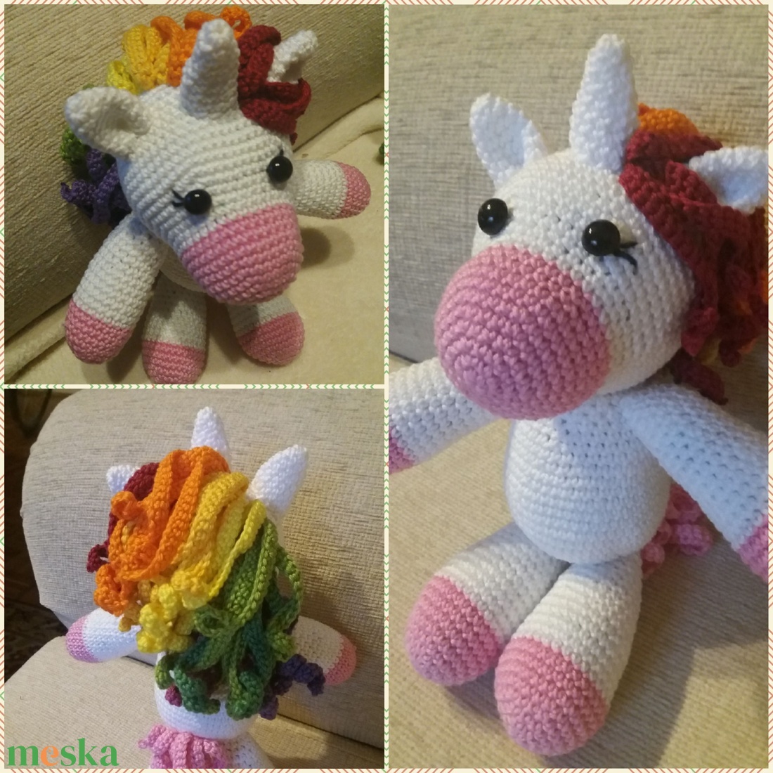 Szivárványsörényes horgolt unicornis - játék & sport - plüssállat & játékfigura - unikornis - Meska.hu Szivárványsörényes horgolt unicornis - játék & sport - plüssállat & játékfigura - unikornis - Meska.hu